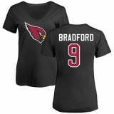 NFL Women's Nike Arizona Cardinals #9 Sam Bradford Black Name & Number Logo T-Shirt