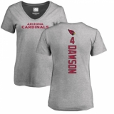 NFL Women's Nike Arizona Cardinals #4 Phil Dawson Ash Backer V-Neck T-Shirt