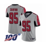 Men's Atlanta Falcons #95 Jack Crawford Limited Silver Inverted Legend 100th Season Football Jersey