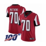 Men's Atlanta Falcons #70 Jake Matthews Red Team Color Vapor Untouchable Limited Player 100th Season Football Jersey