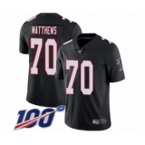 Men's Atlanta Falcons #70 Jake Matthews Black Alternate Vapor Untouchable Limited Player 100th Season Football Jersey