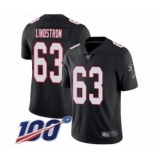Men's Atlanta Falcons #63 Chris Lindstrom Black Alternate Vapor Untouchable Limited Player 100th Season Football Jersey
