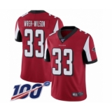 Men's Atlanta Falcons #33 Blidi Wreh-Wilson Red Team Color Vapor Untouchable Limited Player 100th Season Football Jersey