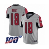 Men's Atlanta Falcons #18 Calvin Ridley Limited Silver Inverted Legend 100th Season Football Jersey