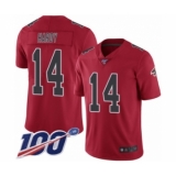 Men's Atlanta Falcons #14 Justin Hardy Limited Red Rush Vapor Untouchable 100th Season Football Jersey