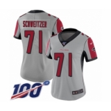 Women's Atlanta Falcons #71 Wes Schweitzer Limited Silver Inverted Legend 100th Season Football Jersey