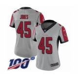 Women's Atlanta Falcons #45 Deion Jones Limited Silver Inverted Legend 100th Season Football Jersey