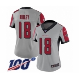 Women's Atlanta Falcons #18 Calvin Ridley Limited Silver Inverted Legend 100th Season Football Jersey