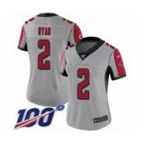 Women's Atlanta Falcons #2 Matt Ryan Limited Silver Inverted Legend 100th Season Football Jersey