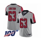 Youth Atlanta Falcons #63 Chris Lindstrom Limited Silver Inverted Legend 100th Season Football Jersey