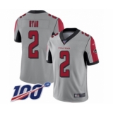 Youth Atlanta Falcons #2 Matt Ryan Limited Silver Inverted Legend 100th Season Football Jersey