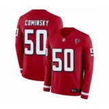Men's Atlanta Falcons #50 John Cominsky Limited Red Therma Long Sleeve Football Jersey