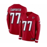 Men's Atlanta Falcons #77 James Carpenter Limited Red Therma Long Sleeve Football Jersey