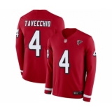 Men's Atlanta Falcons #4 Giorgio Tavecchio Limited Red Therma Long Sleeve Football Jersey