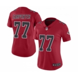 Women's Atlanta Falcons #77 James Carpenter Limited Red Rush Vapor Untouchable Football Jersey
