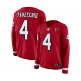 Women's Atlanta Falcons #4 Giorgio Tavecchio Limited Red Therma Long Sleeve Football Jersey