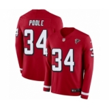 Men's Nike Atlanta Falcons #34 Brian Poole Limited Red Therma Long Sleeve NFL Jersey