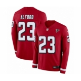 Men's Nike Atlanta Falcons #23 Robert Alford Limited Red Therma Long Sleeve NFL Jersey