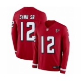 Men's Nike Atlanta Falcons #12 Mohamed Sanu Limited Red Therma Long Sleeve NFL Jersey
