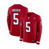 Men's Nike Atlanta Falcons #5 Matt Bosher Limited Red Therma Long Sleeve NFL Jersey