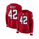 Women's Nike Atlanta Falcons #42 Duke Riley Limited Red Therma Long Sleeve NFL Jersey