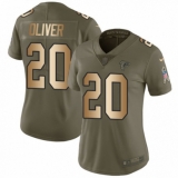 Women's Nike Atlanta Falcons #20 Isaiah Oliver Limited Olive/Gold 2017 Salute to Service NFL Jersey