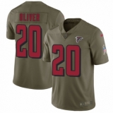 Youth Nike Atlanta Falcons #20 Isaiah Oliver Limited Olive 2017 Salute to Service NFL Jersey
