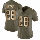 Women's Nike Atlanta Falcons #28 Justin Bethel Limited Olive/Gold 2017 Salute to Service NFL Jersey