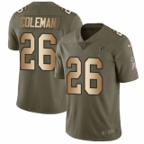 Youth Nike Atlanta Falcons #26 Tevin Coleman Limited Olive/Gold 2017 Salute to Service NFL Jersey