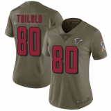 Women's Nike Atlanta Falcons #80 Levine Toilolo Limited Olive 2017 Salute to Service NFL Jersey
