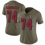Women's Nike Atlanta Falcons #74 Ty Sambrailo Limited Olive 2017 Salute to Service NFL Jersey