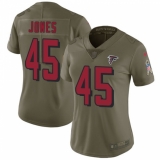 Women's Nike Atlanta Falcons #45 Deion Jones Limited Olive 2017 Salute to Service NFL Jersey