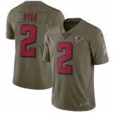 Men's Nike Atlanta Falcons #2 Matt Ryan Limited Olive 2017 Salute to Service NFL Jersey
