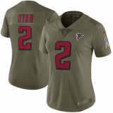 Women's Nike Atlanta Falcons #2 Matt Ryan Limited Olive 2017 Salute to Service NFL Jersey