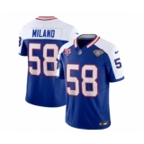 Men's Nike Buffalo Bills #58 Matt Milano Blue White 2023 F.U.S.E. 75th Anniversary Throwback Vapor Untouchable Limited Football Stitched Jersey