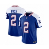 Men's Nike Buffalo Bills #2 Tyler Bass Blue White 2023 F.U.S.E. Throwback Vapor Untouchable Limited Football Stitched Jersey