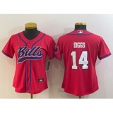 Women's Buffalo Bills #14 Stefon Diggs Red Stitched Cool Base Nike Baseball Jersey