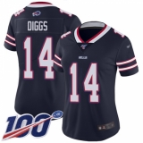 Women's Buffalo Bills #14 Stefon Diggs Navy Stitched Limited Inverted Legend 100th Season Jersey