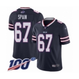 Youth Buffalo Bills #67 Quinton Spain Limited Navy Blue Inverted Legend 100th Season Football Jersey