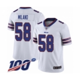 Men's Buffalo Bills #58 Matt Milano White Vapor Untouchable Limited Player 100th Season Football Jersey