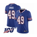 Men's Buffalo Bills #49 Tremaine Edmunds Royal Blue Team Color Vapor Untouchable Limited Player 100th Season Football Jersey