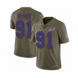 Youth Buffalo Bills #91 Ed Oliver Limited Olive 2017 Salute to Service Football Jersey