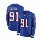 Men's Buffalo Bills #91 Ed Oliver Limited Royal Blue Therma Long Sleeve Football Jersey