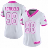 Women's Nike Buffalo Bills #98 Star Lotulelei Limited White/Pink Rush Fashion NFL Jersey