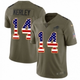 Men's Nike Buffalo Bills #14 Jeremy Kerley Limited Olive/USA Flag 2017 Salute to Service NFL Jersey