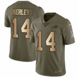 Men's Nike Buffalo Bills #14 Jeremy Kerley Limited Olive/Gold 2017 Salute to Service NFL Jersey