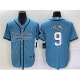 Men's Carolina Panthers #9 Bryce Young Blue Cool Base Stitched Baseball Jersey