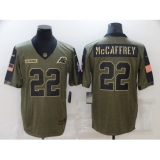 Men's Carolina Panthers #22 Christian McCaffrey Nike Olive 2021 Salute To Service Limited Player Jersey