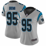 Women's Carolina Panthers #95 Derrick Brown Silver Stitched NFL Limited Inverted Legend Jersey
