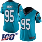 Women's Carolina Panthers #95 Derrick Brown Blue Alternate Stitched NFL 100th Season Vapor Untouchable Limited Jersey